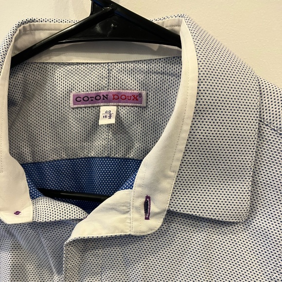 Coton Doux Men’s dress shirt with blue dots! - Picture 2 of 2